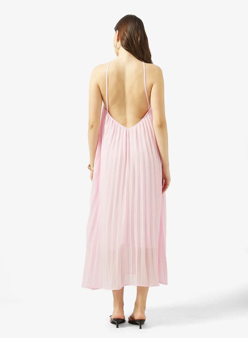 Ginger Halter Neck Pleated Maxi Dress
